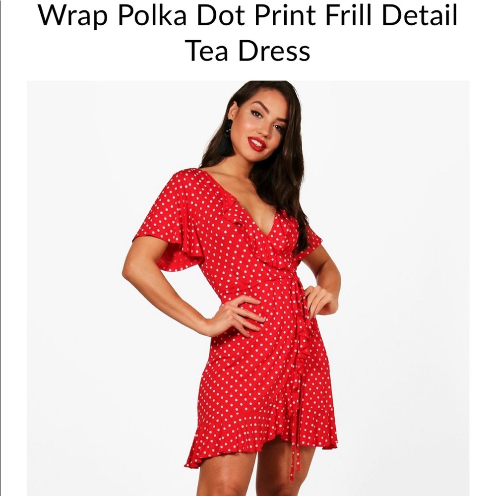 Wrap polka dot frill dress